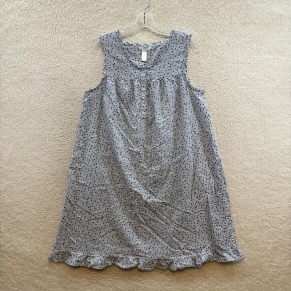 Patricia Blue Ditsy Floral Flannel Nightgown main image 1